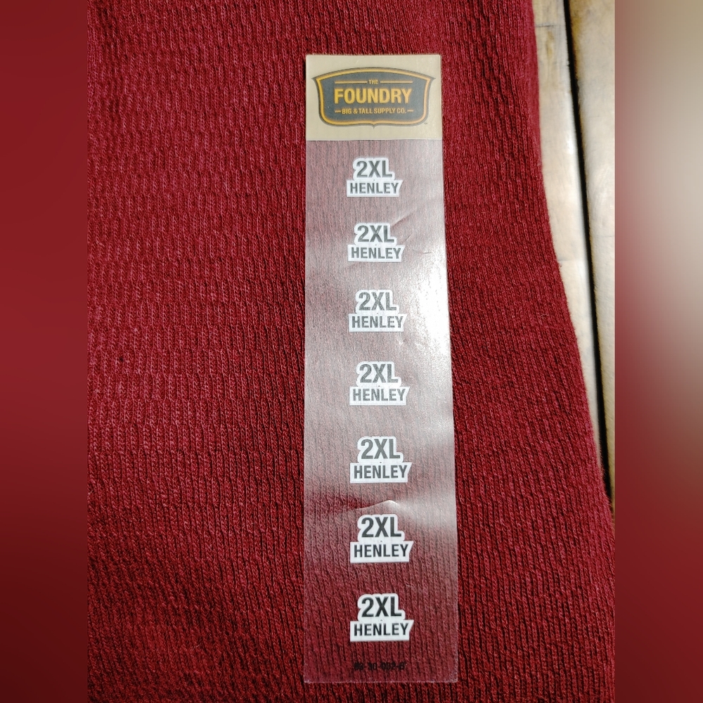 Men's Foundry Long Sleeve Henley - NWT - 2XL - Burgundy